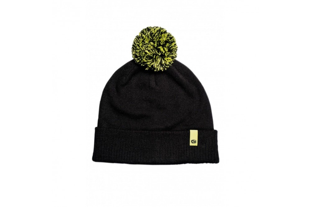 black and grey bobble hat